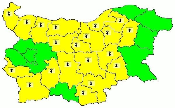 Жълт код за горещини в Пазарджик и в още 19 области