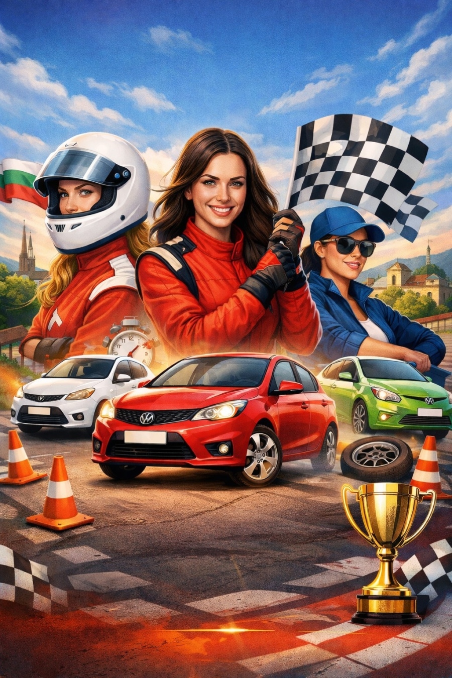 Дамско автомобилно приложно състезание преди Осми март в Панагюрище