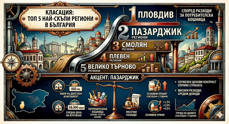 Пазарджик е в Топ 5 по скъпотия