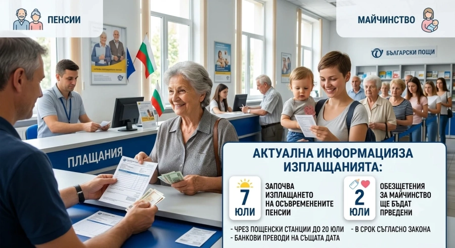 Изплащането на осъвременените пенсии започва на 7 юли, обезщетенията за майчинство ще бъдат преведени на 2 юли