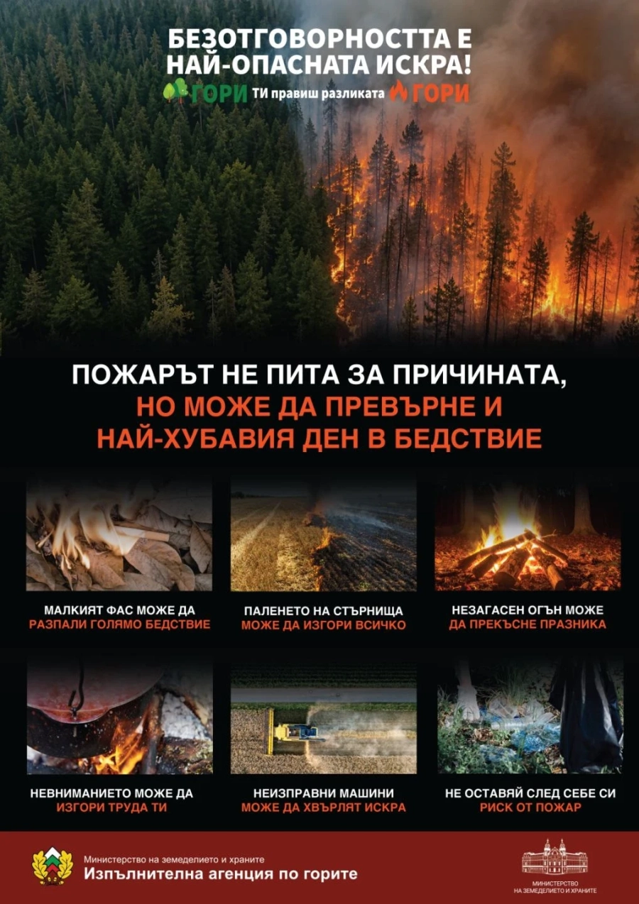 РДГ - Пазарджик: Безотговорността е най-опасната искра! Пазете горите от пожар!